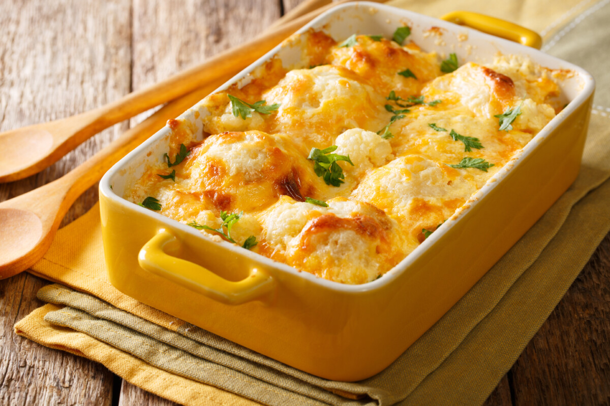 Couve-Flor Gratinada com Queijo.