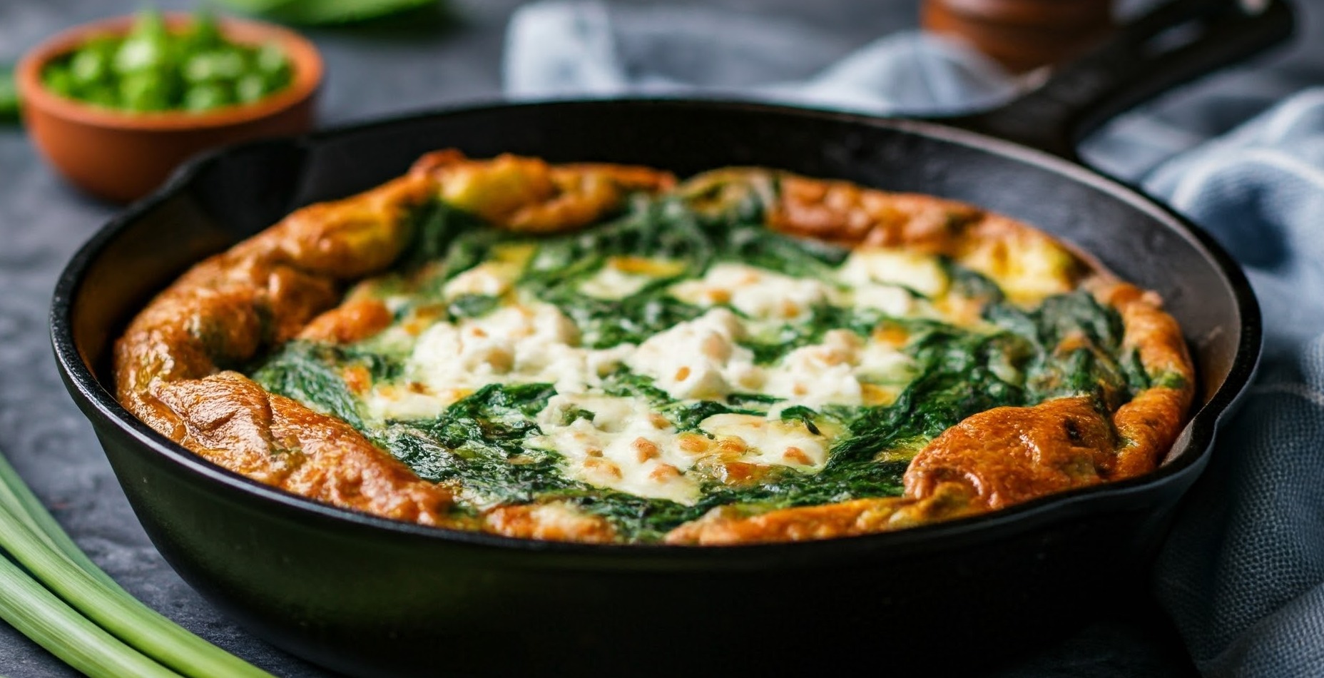 Omelete de Espinafre e Queijo.