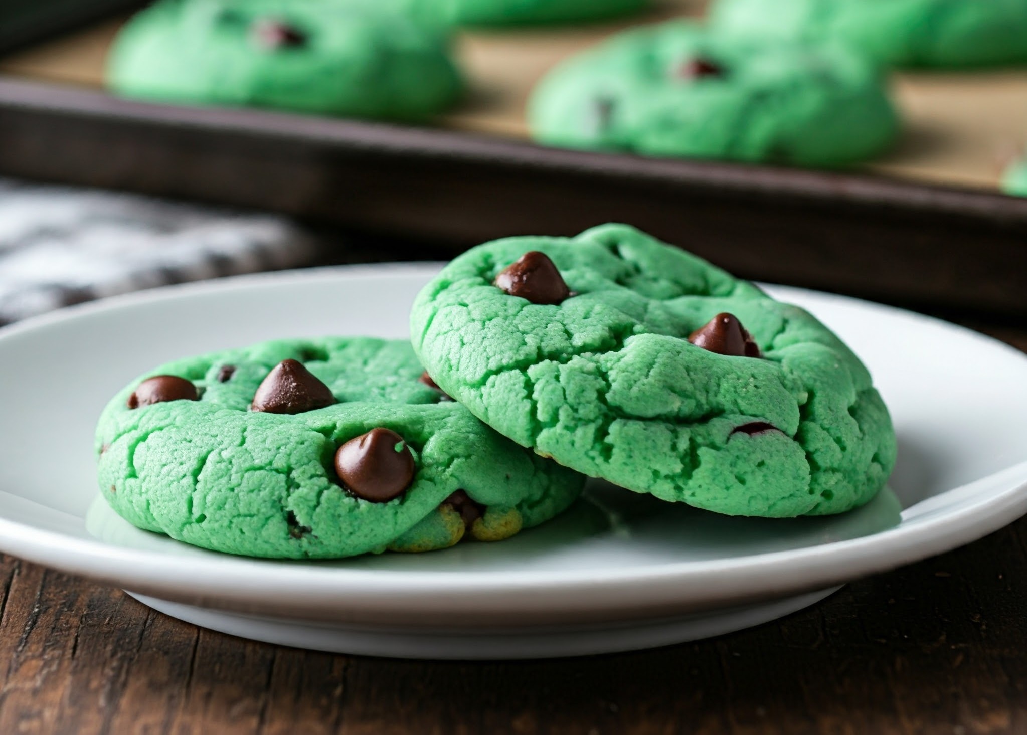 Cookies de Hortelã com Gotas de Chocolate.